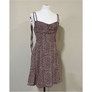 ZARA Size Small Brown Pink Cheetah Print Mini Babydoll Dress